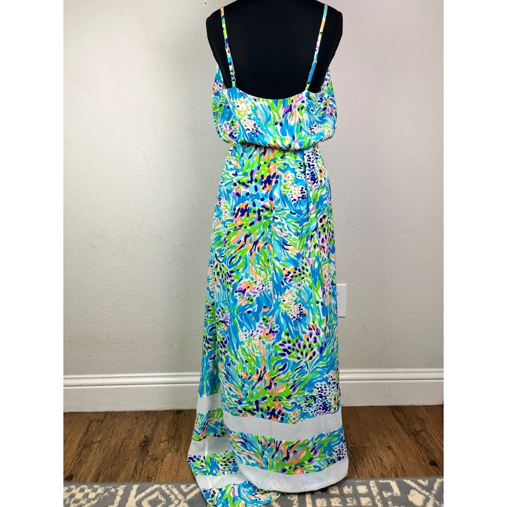 Lilly Pulitzer Deanna Long Maxi Dress in Sea Soirée Print Women Medium Boho Chic - Picture 2 of 13
